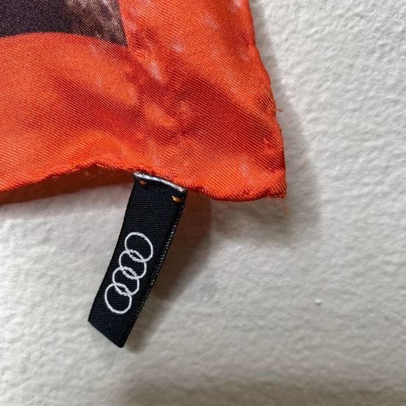 Roeckl Silk Square Scarf Cars Automobiles Orange Grey - Picture 6 of 9